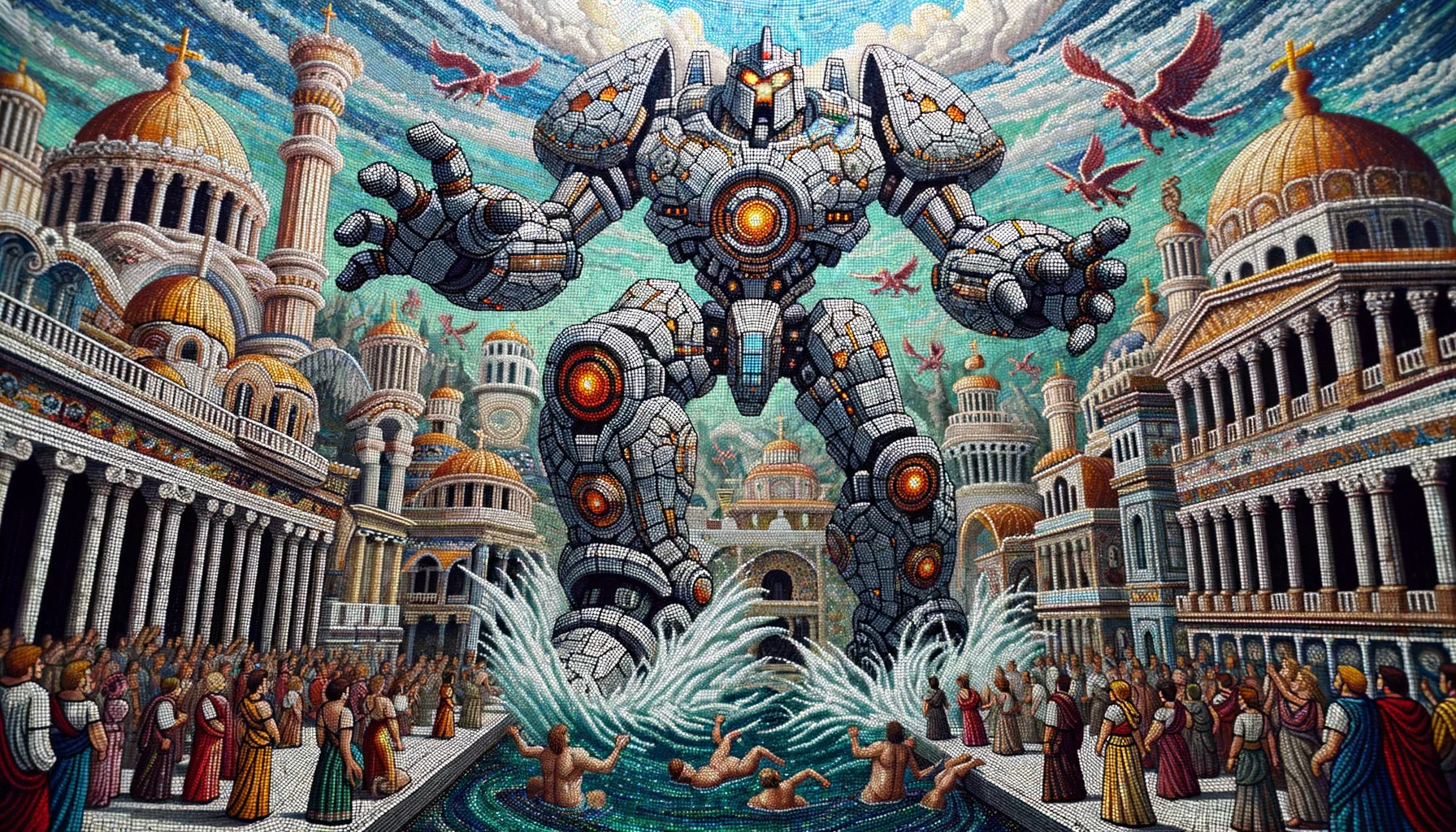 Collapsed building and debris